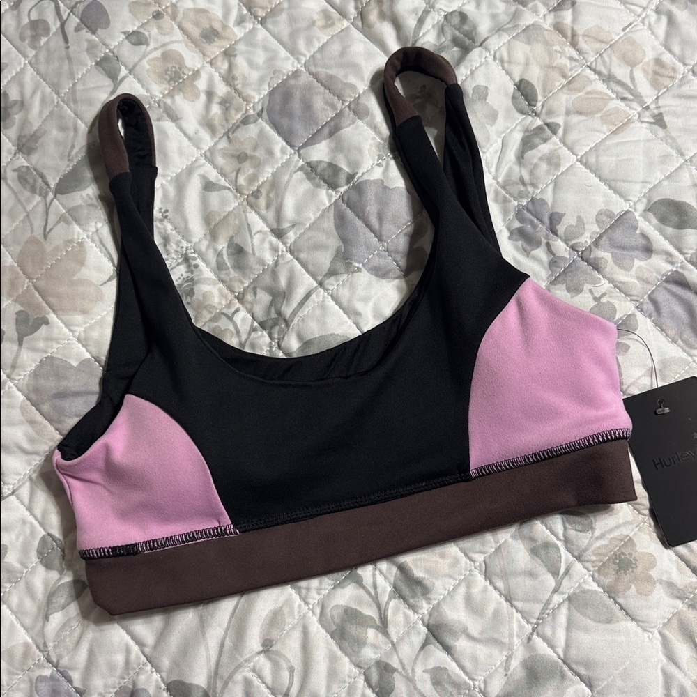 Hurley Black and Pink Activewear sports bra S